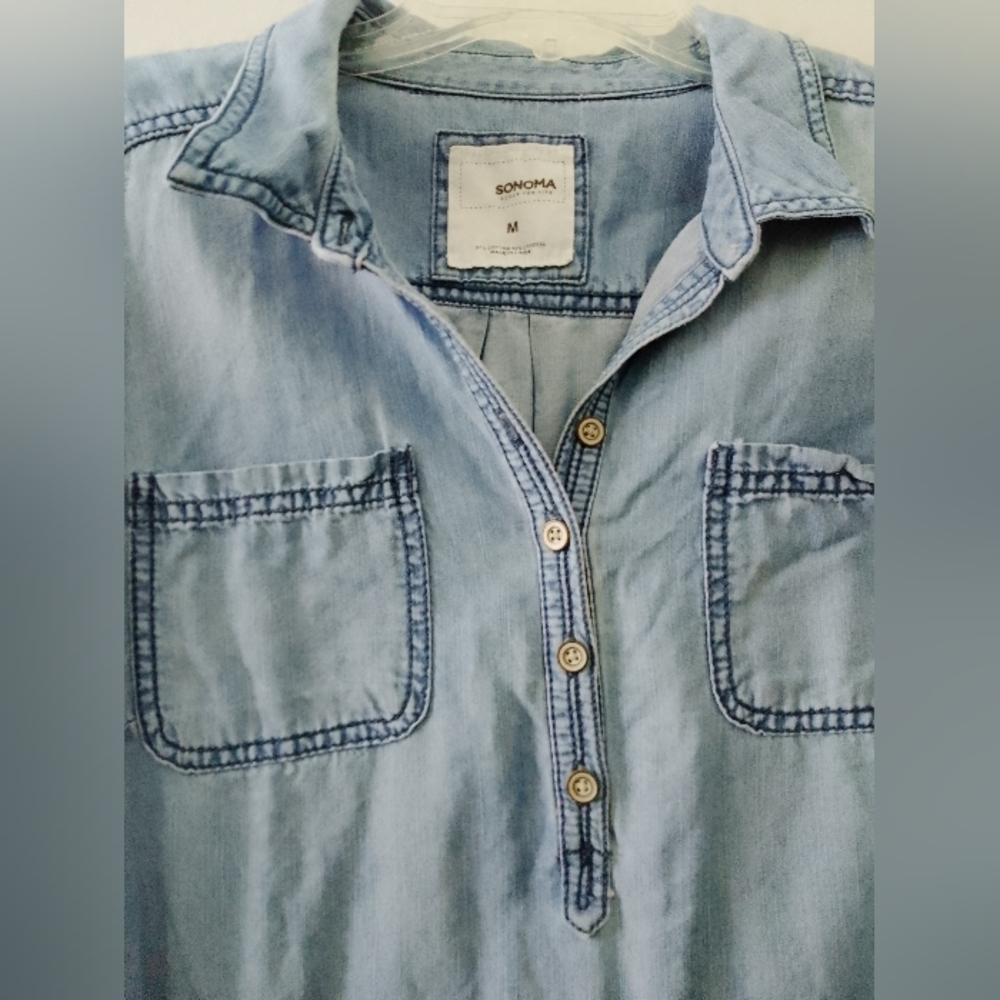 Sonoma Light Blue Chambray Shirt Dress - Picture 4 of 5